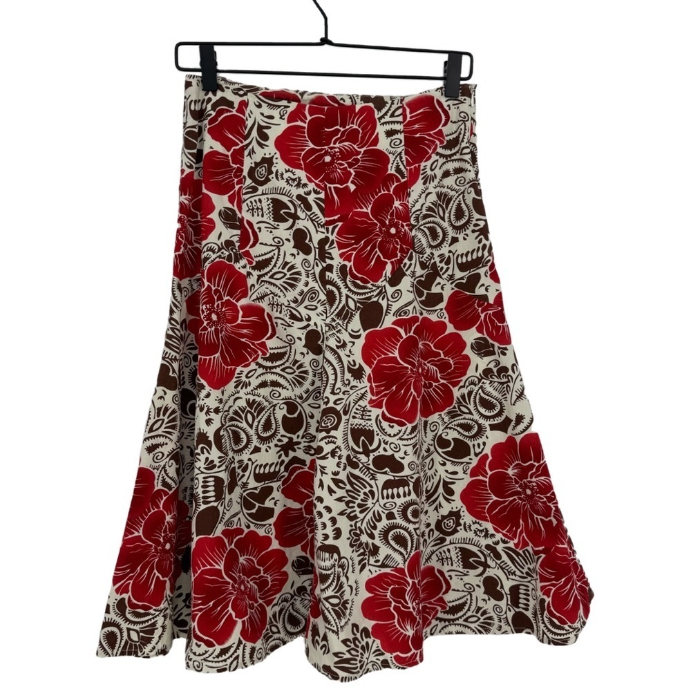 Charlotte Russe Womens Y2K Floral Midi Red Brown Skirt Size 1‎ Y2K Vintage